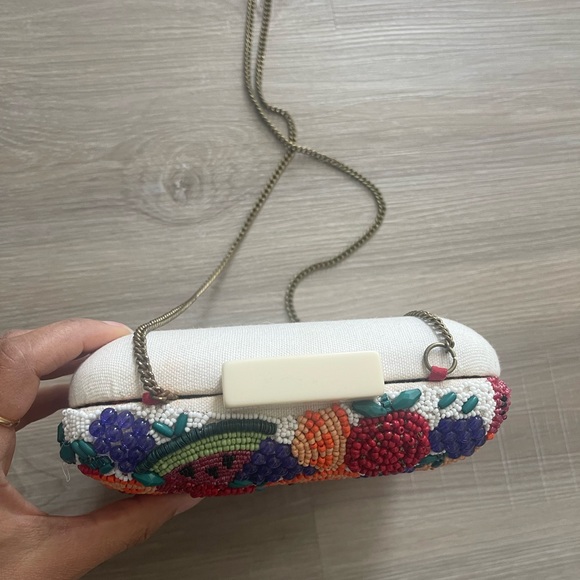 Hand crafted  Beaded Fruit Slice Summer Square Handbag Purse  Chain Strap - Picture 5 of 7